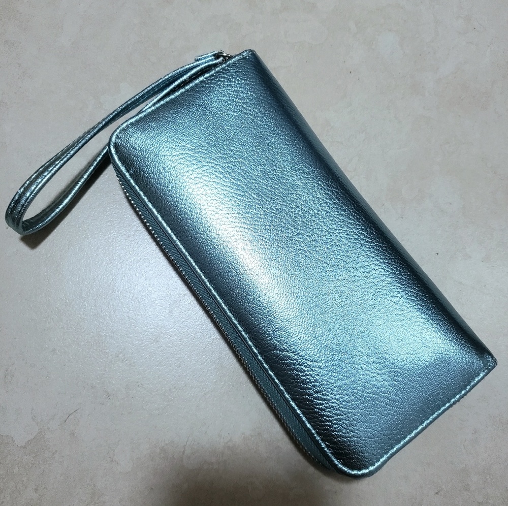 Metallic blue wallet / wristlet